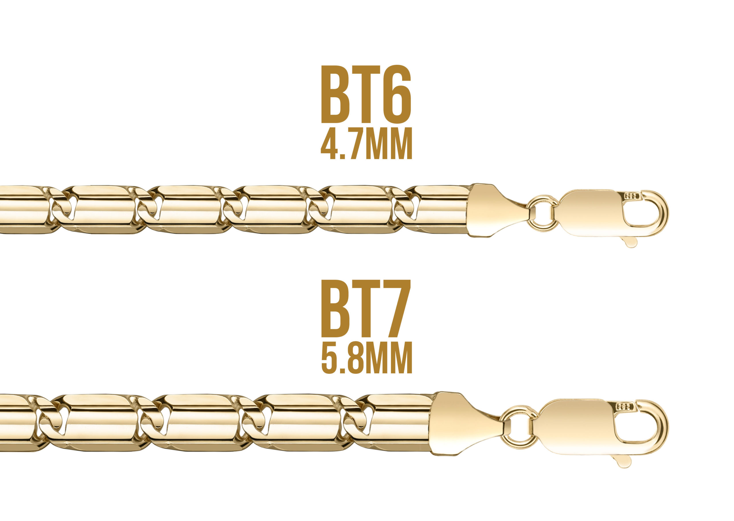 Solid 14K Italian Bamboo Baht Chain (BT-6 & BT-7) - Image 2